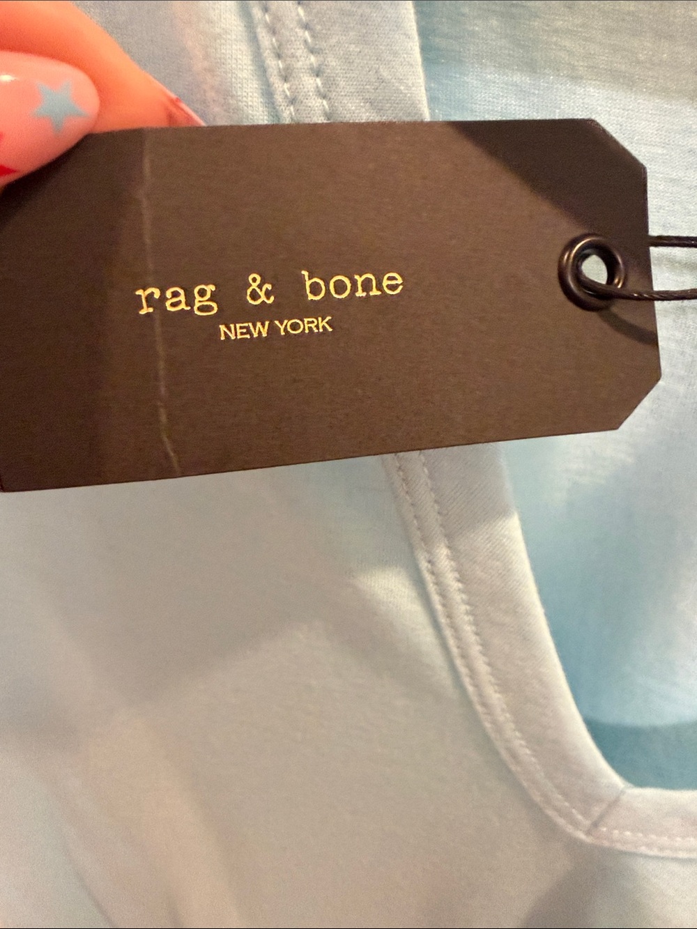 rag & bone Pale Blue V-Neck Tee - Picture 3 of 5